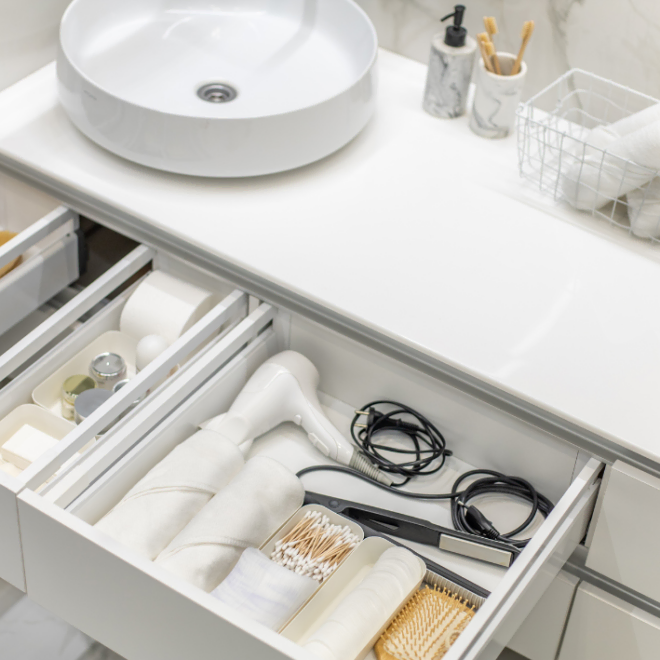 Organized bathroom drawer