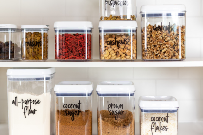 an organized kitchen pantry