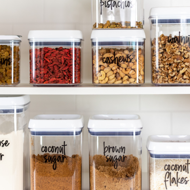 an organized kitchen pantry