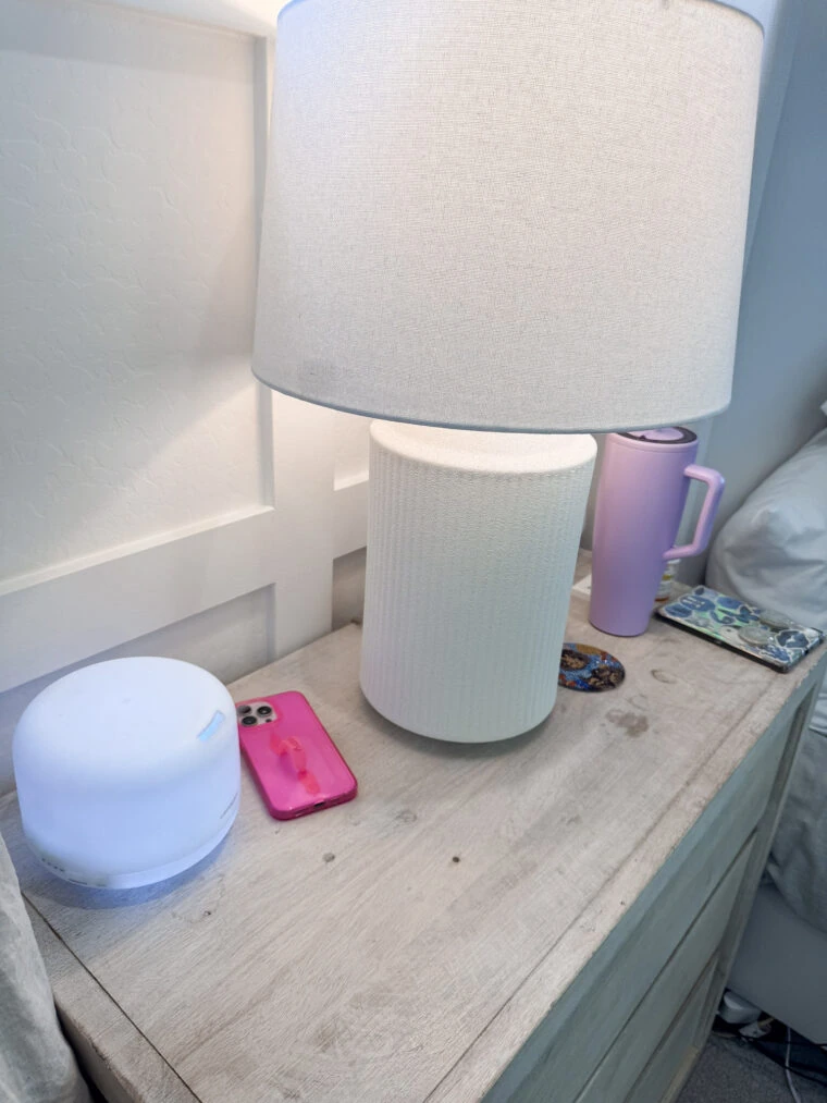Woman setting boundaries by leaving her phone in another room after dinner